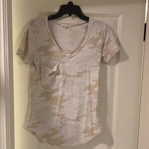 Z Supply Beige Camo V-Neck Tee